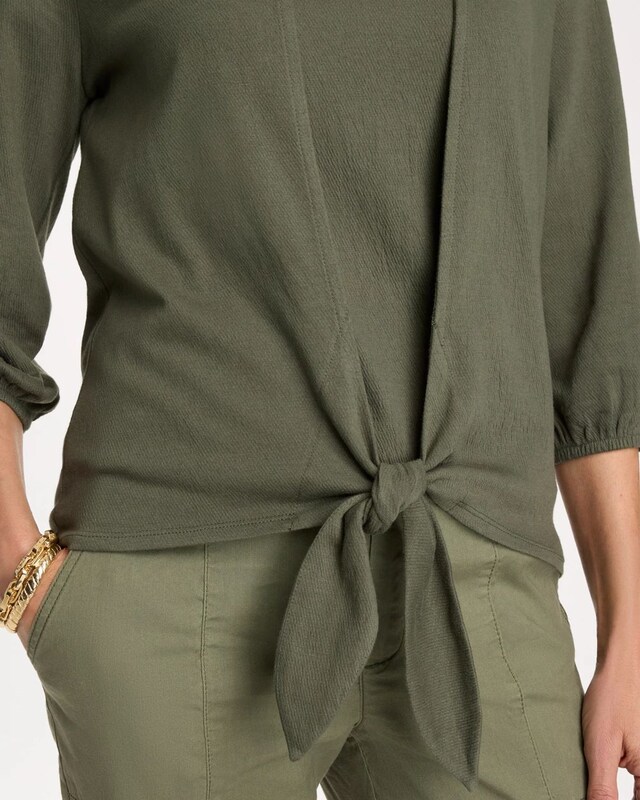 Knit Gauze Tie-Front Cardigan - image 4